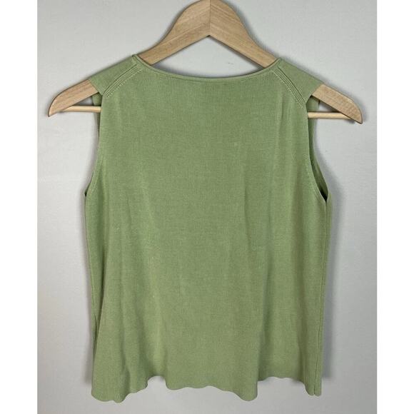 Eileen Fisher Green Sweater Tank Top Silk Cotton Blend Knit Women’s - Picture 2 of 7